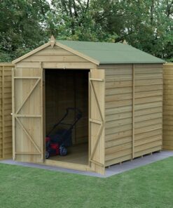 8' x 6' Forest 4Life 25yr Guarantee Overlap Pressure Treated Windowless Double Door Apex Wooden Shed (2.42m x 1.99m)