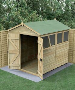8' x 6' Forest Timberdale 25yr Guarantee Tongue & Groove Pressure Treated Double Door Apex Shed - 4 Windows (2.46m x 2.03m)
