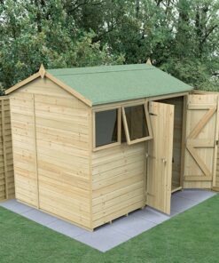 8' x 6' Forest Timberdale 25yr Guarantee Tongue & Groove Pressure Treated Double Door Reverse Apex Shed (2.46m x 2.03m)