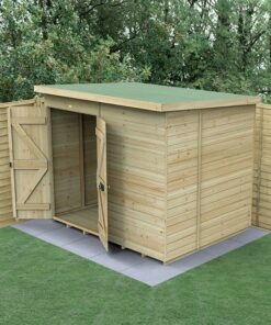 8' x 6' Forest Timberdale 25yr Guarantee Tongue & Groove Pressure Treated Windowless Double Door Pent Shed (2.48m x 2.02m)