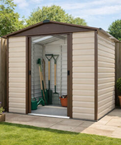 8' x 6'6 Yardmaster Shiplap Apex Metal Shed Brown Finish (2.43m x 1.97m)