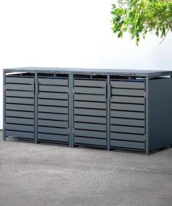 Trimetals Quad 240L Anthracite Metal Wheelie Bin Store (2.64m x 0.80m)