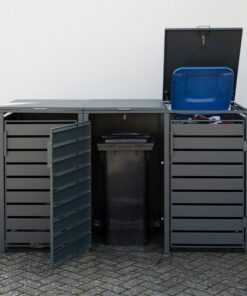 Trimetals Triple 240L Anthracite Metal Wheelie Bin Store (2.00m x 0.80m)