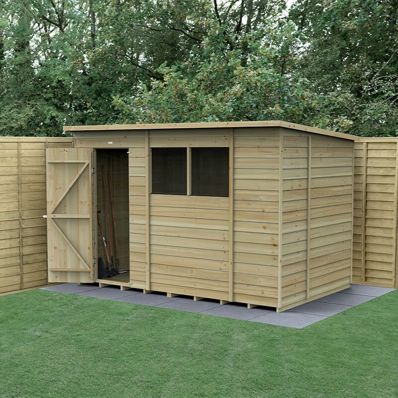 10' x 6' Forest 4Life 25yr Guarantee Overlap Pressure Treated Pent Wooden Shed (3.11m x 2.05m) - Next Working Day Delivery