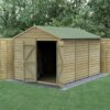 12' x 8' Forest 4Life 25yr Guarantee Overlap Pressure Treated Windowless Double Door Apex Wooden Shed (3.6m x 2.61m) - Next Working Day Delivery