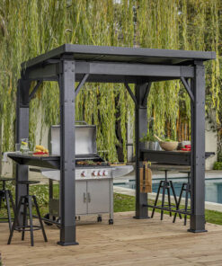 9' x 7' Keter Signature Ashwood Brown Plastic Garden Grill Gazebo (2.47m x 2.00m)