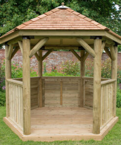 10'x9' (3x2.7m) Luxury Wooden Garden Gazebo with New England Cedar Roof - Seats up to 10 people