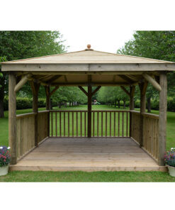 11'x11' (3.5x3.5m) Square Wooden Garden Gazebo with Traditional Timber Roof