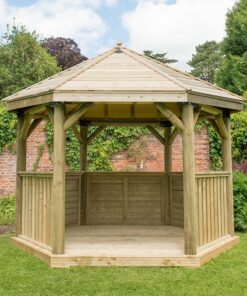 12'x10' (3.6x3.1m) Luxury Wooden Garden Gazebo with Traditional Timber Roof - Seats up to 10 people