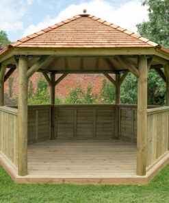 13'x12' (4x3.5m) Luxury Wooden Garden Gazebo with New England Cedar Roof - Seats up to 15 people