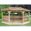 20'x15' (6x4.7m) Premium Oval Wooden Garden Gazebo with New England Cedar Roof - Seats up to 27 people