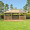 20'x15' (6x4.7m) Premium Wooden Garden Gazebo with Timber Roof - Seats up to 27 people