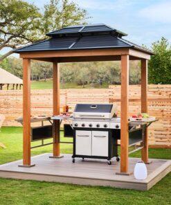 8' x 6' Trimetals Sojag Maui Wood Effect BBQ Garden Gazebo (2.49m x 1.78m)