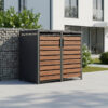 Trimetals Double 240L Anthracite Metal & Dark Wood Wheelie Bin Store (1.32m x 0.80m)