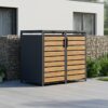 Trimetals Double 240L Anthracite Metal & Light Wood Wheelie Bin Store (1.32m x 0.80m)
