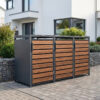 Trimetals Triple 240L Anthracite Metal & Dark Wood Wheelie Bin Store (2.00m x 0.80m)