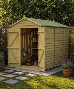 10' x 6' Forest 4Life 25yr Guarantee Overlap Pressure Treated Windowless Double Door Apex Wooden Shed (3.01m x 1.99m)