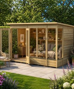 10' x 6' Forest Beckwood 25yr Guarantee Double Door Pent Summer House (3.11m x 2.05m)
