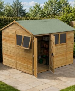 10' x 8' Forest Timberdale 25yr Guarantee Tongue & Groove Pressure Treated Double Door Reverse Apex Shed (3.05m x 2.61m)