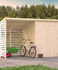 13' x 6' Palmako Leif Heavy Duty Wooden Shed with Bike Shelter (3.8m x 1.9m)