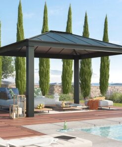 14' x 12' Palram Canopia Dallas 4300 Grey Garden Gazebo (4.26m x 3.64m)