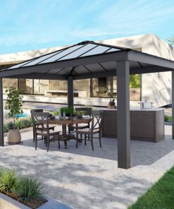 14' x 14' Palram Canopia Dallas Grey Garden Gazebo (4.22m x 4.22m)