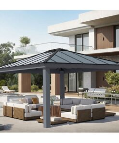 14' x 16' Palram Canopia Dallas Grey Garden Gazebo (4.22m x 4.84m)