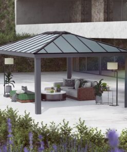 14' x 20' Palram Canopia Dallas Grey Garden Gazebo (4.22m x 6.06m)