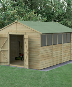 15' x 10' Forest Beckwood 25yr Guarantee Shiplap Pressure Treated Double Door Apex Wooden Shed (4.48m x 3.21m)