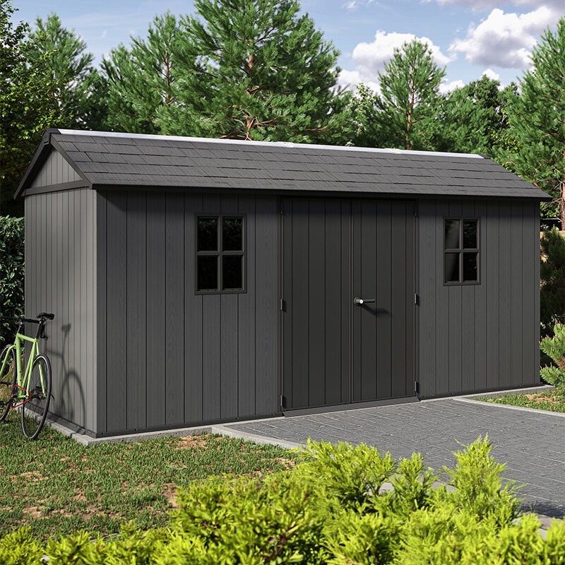 15' x 7'5 Keter Newton Plus Grey Plastic Garden Shed (4.76m x 2.30m)