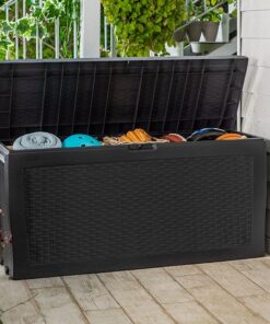 3'10 x 1'6 Keter Samoa Plastic Garden Storage Box - Anthracite (1.17m x 0.45m)