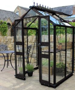4' x 4' Halls Cotswold Birdlip Small Greenhouse in Black with Toughened Glass (1.47m x 1.32m)