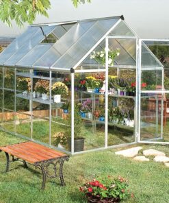 6' x 10' Palram Canopia Hybrid Walk In Silver Polycarbonate Greenhouse (1.85m x 3.06m)