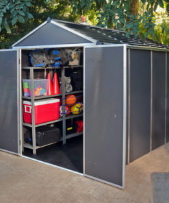 6' x 10' Palram Canopia Rubicon Multi-Wall Premium Dark Grey Plastic Shed (1.85m x 3.00m)