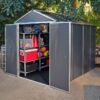 6' x 10' Palram Canopia Rubicon Multi-Wall Premium Dark Grey Plastic Shed (1.85m x 3.00m)