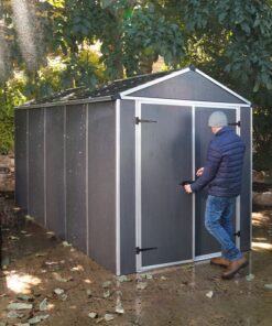 6' x 12' Palram Canopia Rubicon Multi-Wall Premium Dark Grey Plastic Shed (1.85m x 3.79m)