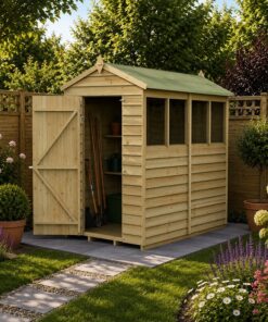 6' x 4' Forest 4Life 25yr Guarantee Overlap Pressure Treated Apex Wooden Shed - 4 Windows (1.88m x 1.34m)
