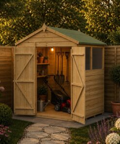 6' x 4' Forest 4Life 25yr Guarantee Overlap Pressure Treated Double Door Apex Wooden Shed (1.99m x 1.23m)
