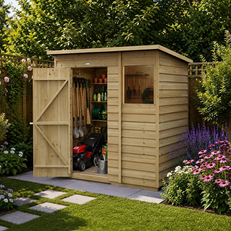 6' x 4' Forest 4Life 25yr Guarantee Overlap Pressure Treated Pent Wooden Shed (1.98m x 1.4m)