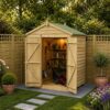 6' x 4' Forest 4Life 25yr Guarantee Overlap Pressure Treated Windowless Double Door Apex Wooden Shed (1.99m x 1.23m)