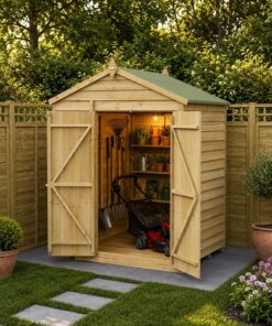 6' x 4' Forest 4Life 25yr Guarantee Overlap Pressure Treated Windowless Double Door Apex Wooden Shed (1.99m x 1.23m)