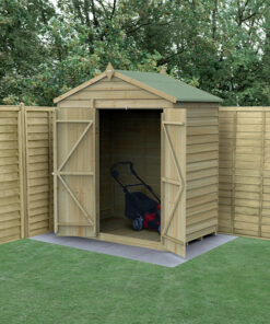 6' x 4' Forest 4Life 25yr Guarantee Overlap Pressure Treated Windowless Double Door Apex Wooden Shed (1.99m x 1.23m) - Next Working Day Delivery