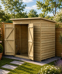 6' x 4' Forest 4Life 25yr Guarantee Overlap Pressure Treated Windowless Double Door Pent Wooden Shed (1.98m x 1.39m)