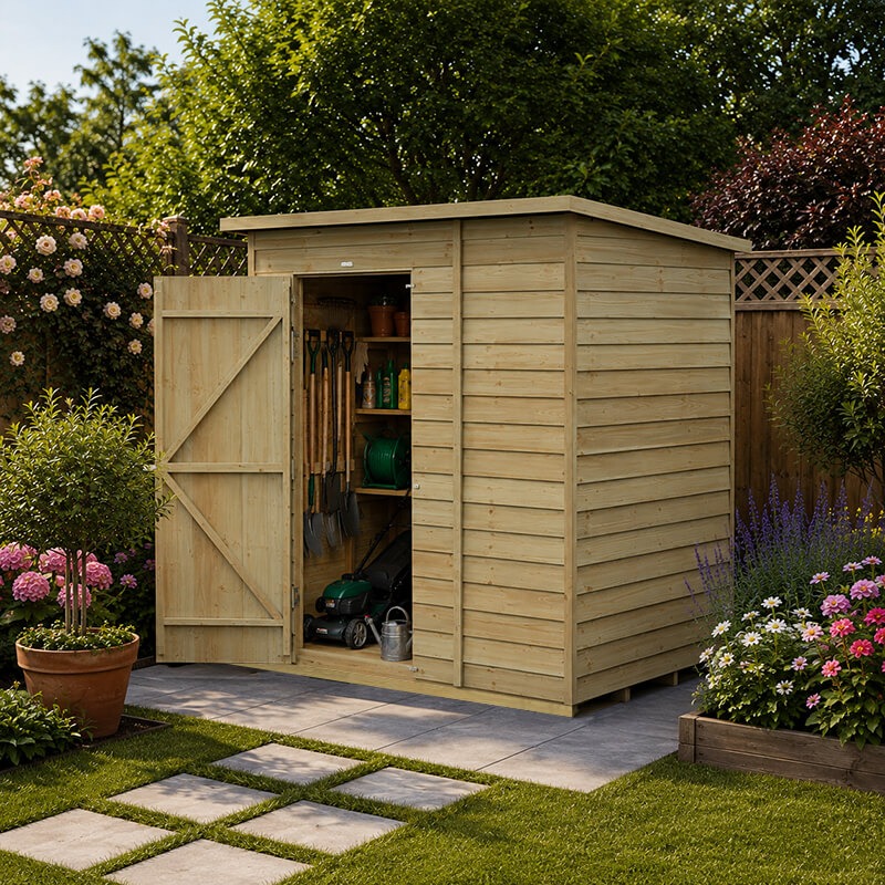 6' x 4' Forest 4Life 25yr Guarantee Overlap Pressure Treated Windowless Pent Wooden Shed (1.98m x 1.4m)
