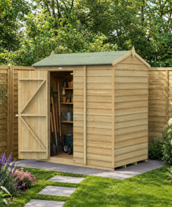 6' x 4' Forest 4Life 25yr Guarantee Overlap Pressure Treated Windowless Reverse Apex Wooden Shed (1.88m x 1.34m)