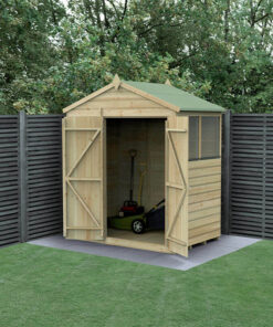 6' x 4' Forest Beckwood 25yr Guarantee Shiplap Pressure Treated Double Door Apex Wooden Shed (1.99m x 1.23m)