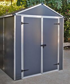 6' x 5' Palram Canopia Rubicon Multi-Wall Premium Dark Grey Plastic Shed (1.85m x 1.53m)