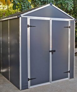 6' x 8' Palram Canopia Rubicon Multi-Wall Premium Dark Grey Apex Plastic Shed (1.85m x 2.28m)