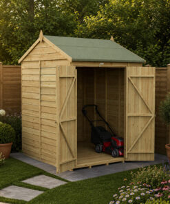 7' x 5' Forest 4Life 25yr Guarantee Overlap Pressure Treated Windowless Double Door Reverse Apex Wooden Shed (2.28m x 1.53m)