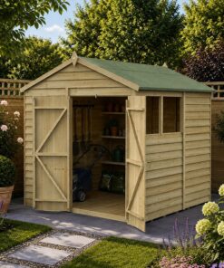 7' x 7' Forest 4Life 25yr Guarantee Overlap Pressure Treated Double Door Apex Wooden Shed (2.28m x 2.12m)